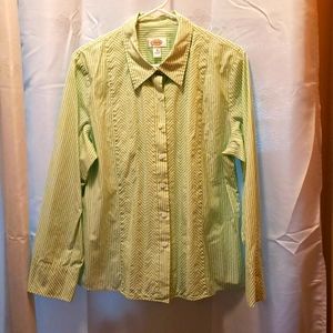 SALE!!! 3 FOR $15 Talbots green & white striped & chevron design blouse!